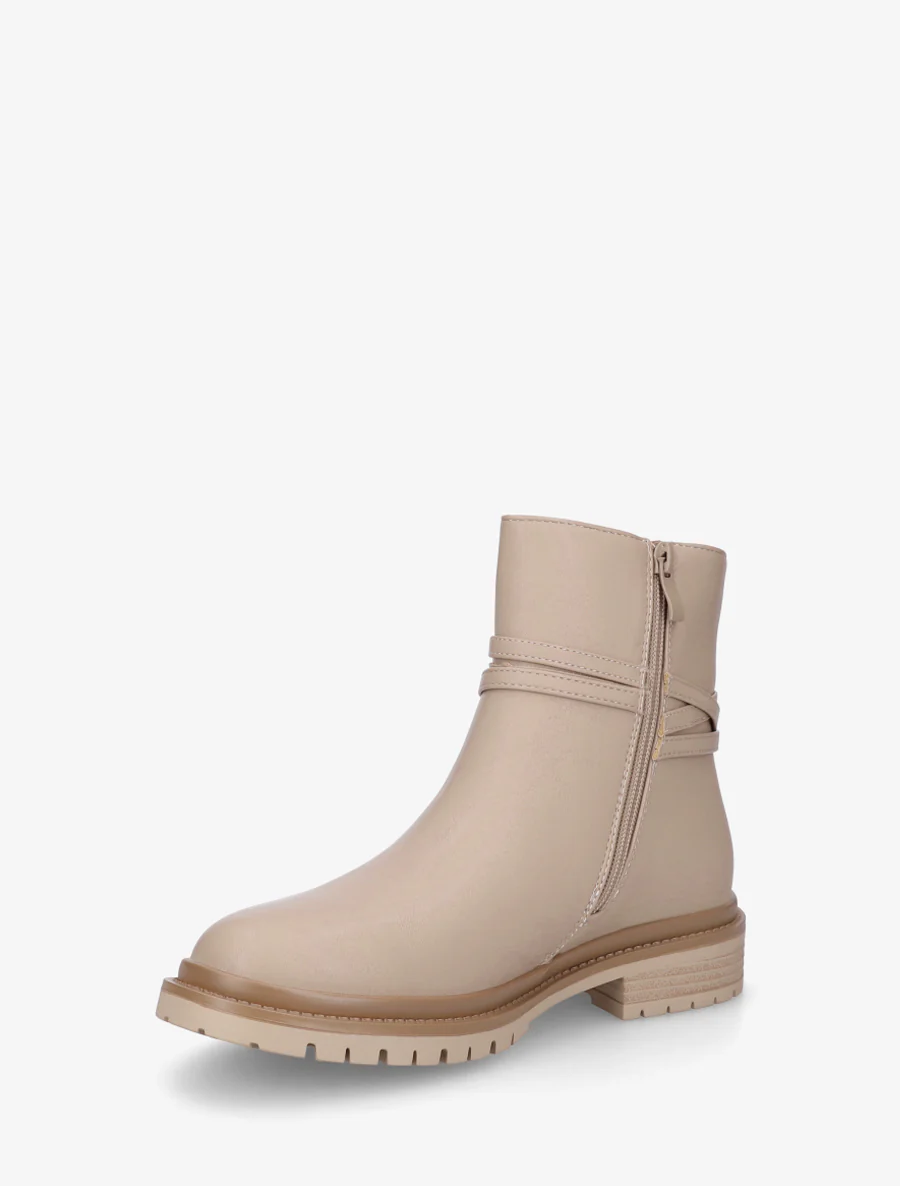 Bottines en simili sanglées - Beige - Image 3