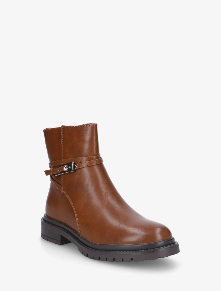 Bottines en simili sanglées - Camel - Image 2