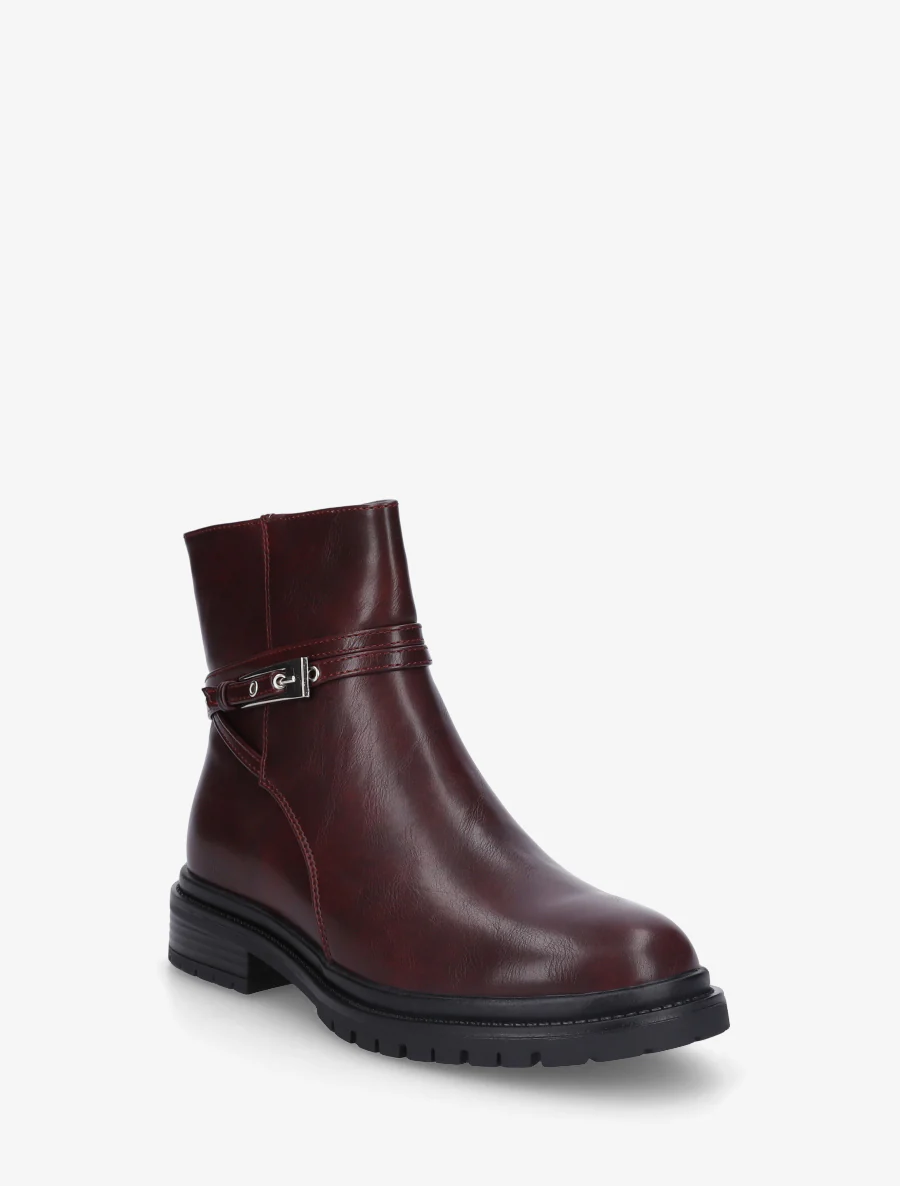 Bottines en simili sanglées - Lie de vin - Image 2