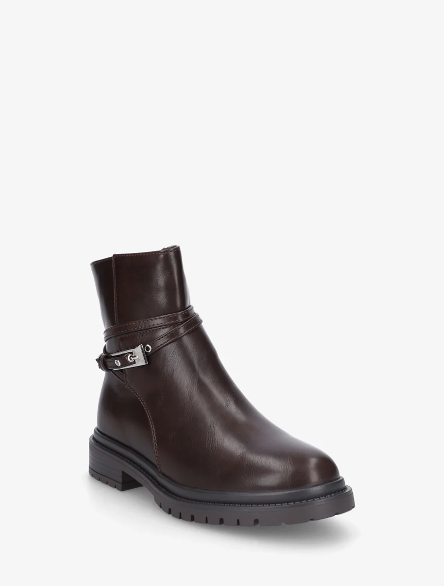 Bottines en simili sanglées - Marron - Image 2