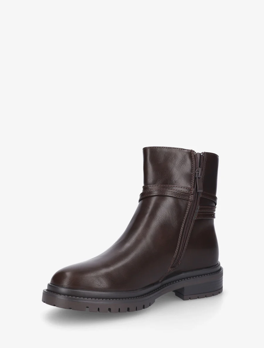Bottines en simili sanglées - Marron - Image 3