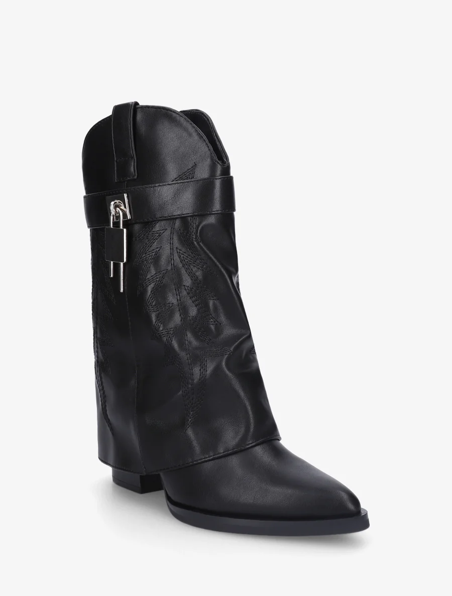 Bottines en simili style santiags à cadenas - Noir - Image 2