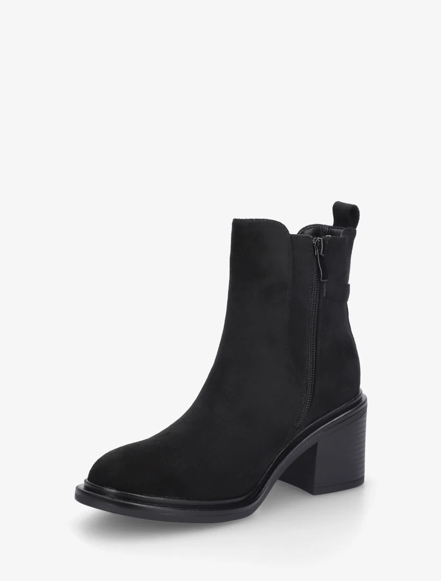 Bottines en suédine à boucle décorative - Noir - Image 3