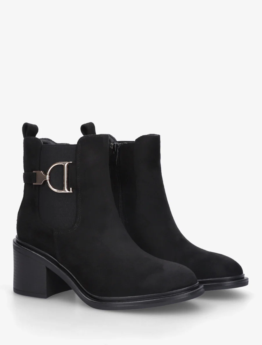 Bottines en suédine à boucle décorative - Noir - Image 4