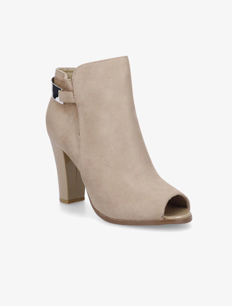 Bottines en suédine à bouts ouverts - Taupe - Image 2