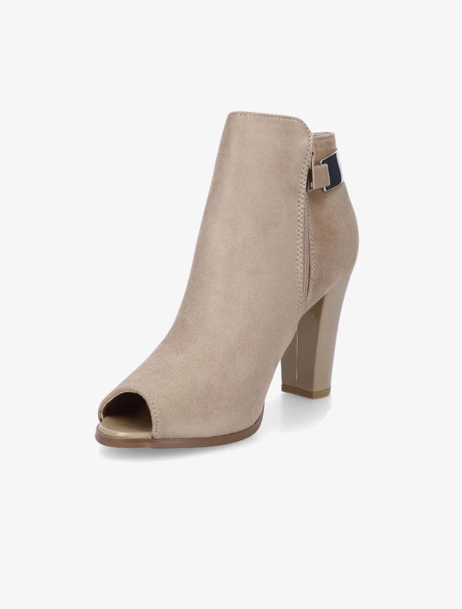Bottines en suédine à bouts ouverts - Taupe - Image 3