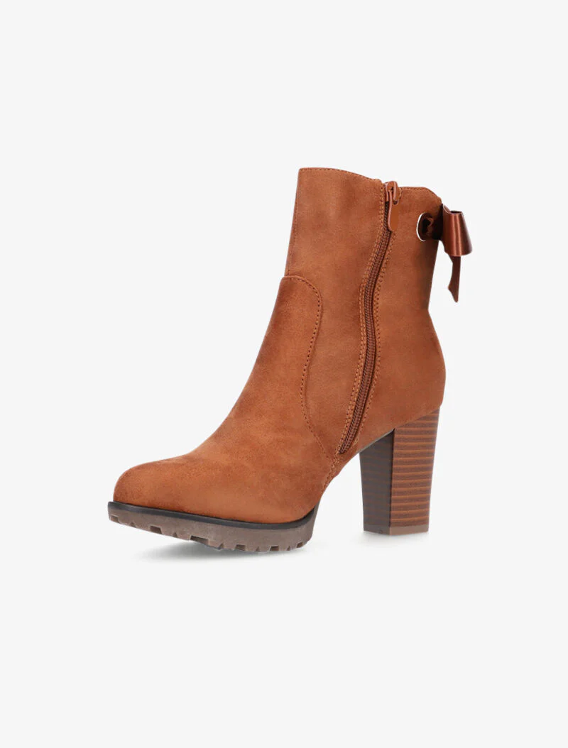 Bottines en suédine à détail noeud - camel - Image 3