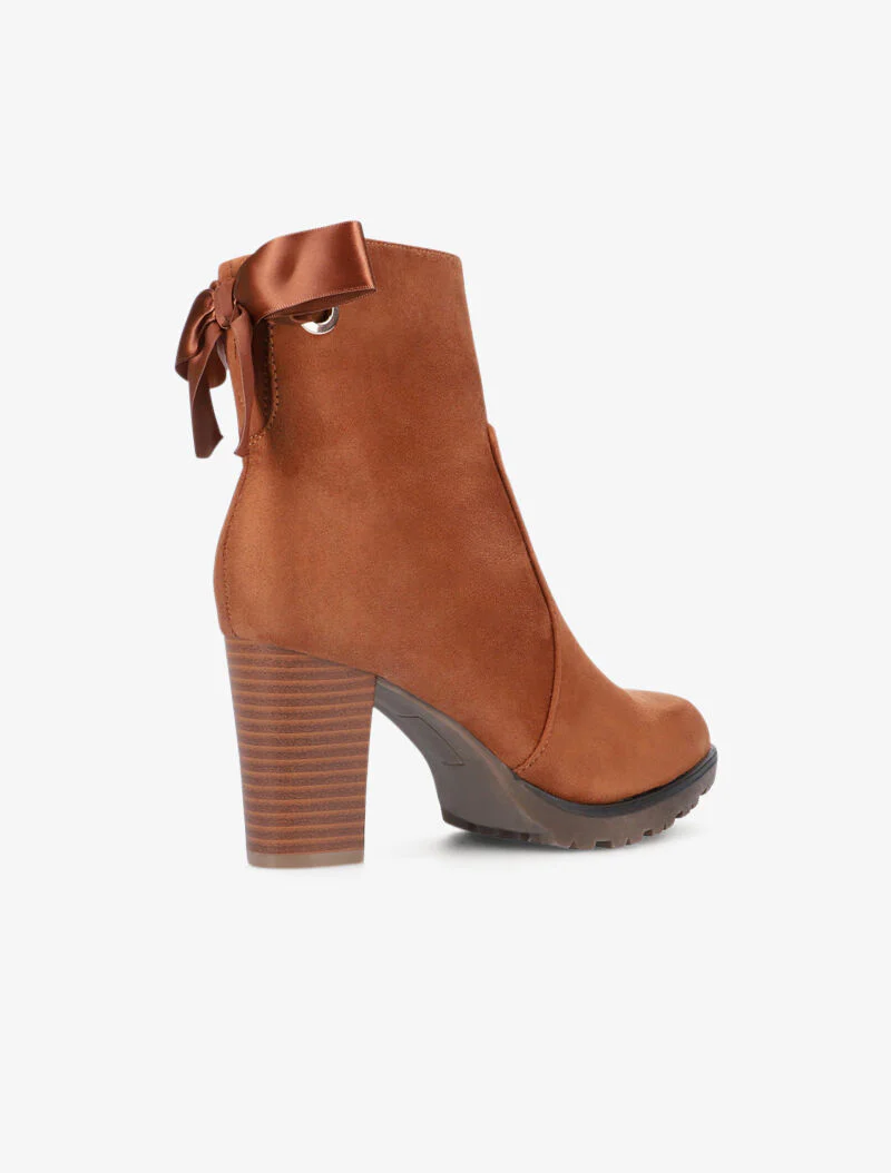 Bottines en suédine à détail noeud - camel - Image 4
