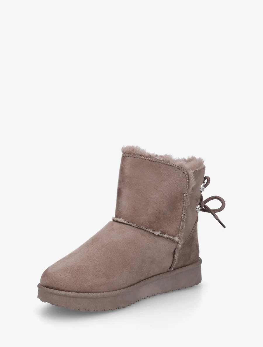 Bottines en suédine à strass - Taupe - Image 3