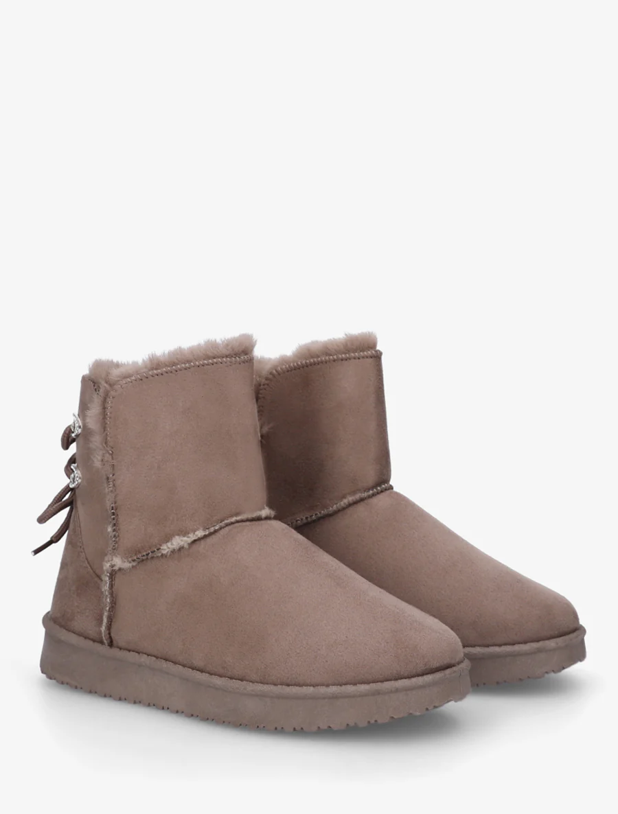 Bottines en suédine à strass - Taupe - Image 4