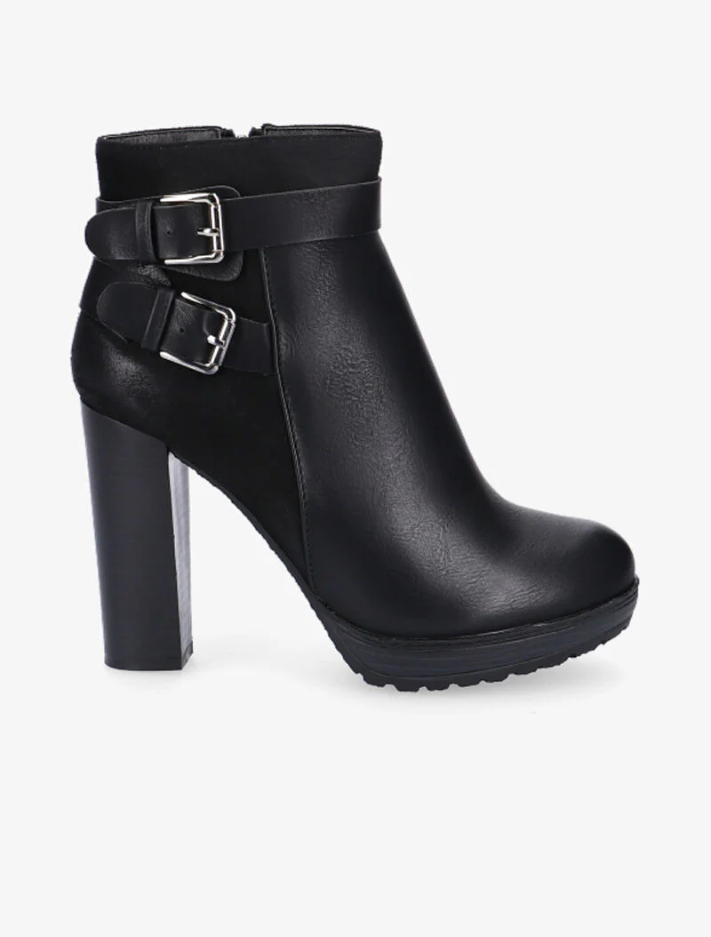 Bottines hautes bimatière à sangles - noir - Image 2