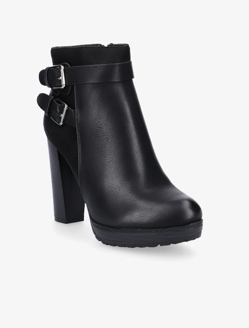 Bottines hautes bimatière à sangles - noir - Image 3