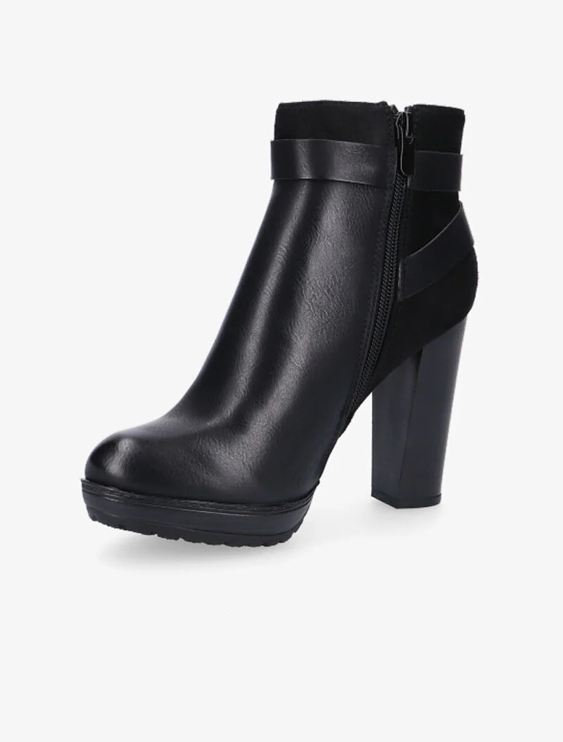 Bottines hautes bimatière à sangles - noir - Image 4