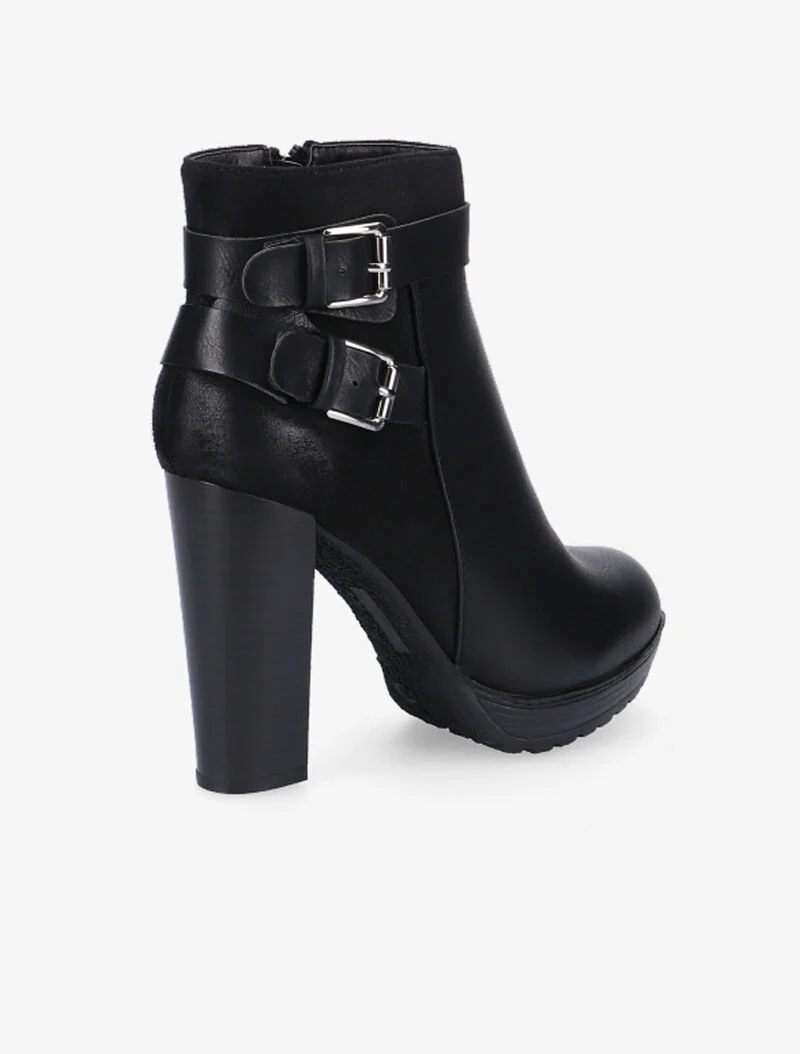 Bottines hautes bimatière à sangles - noir - Image 5