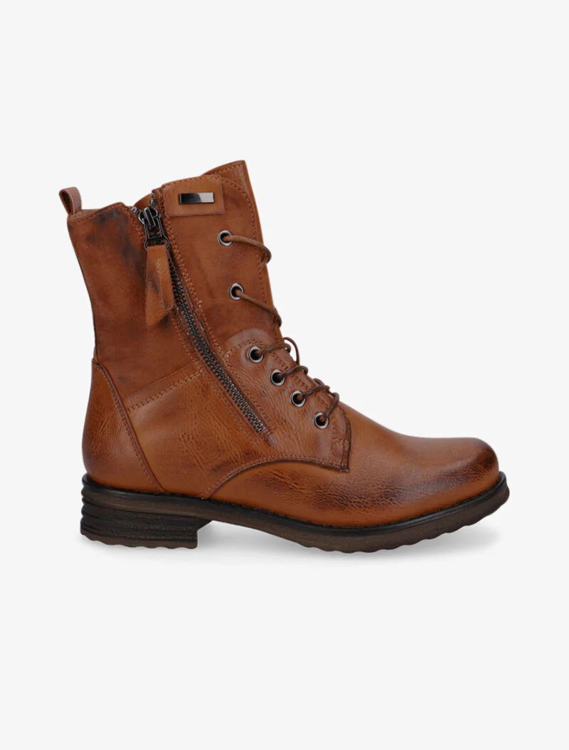 Bottines hautes effet craquelé - camel
