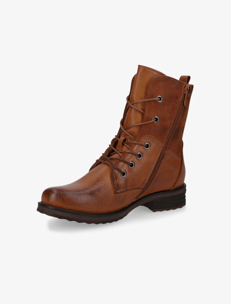 Bottines hautes effet craquelé - camel - Image 3