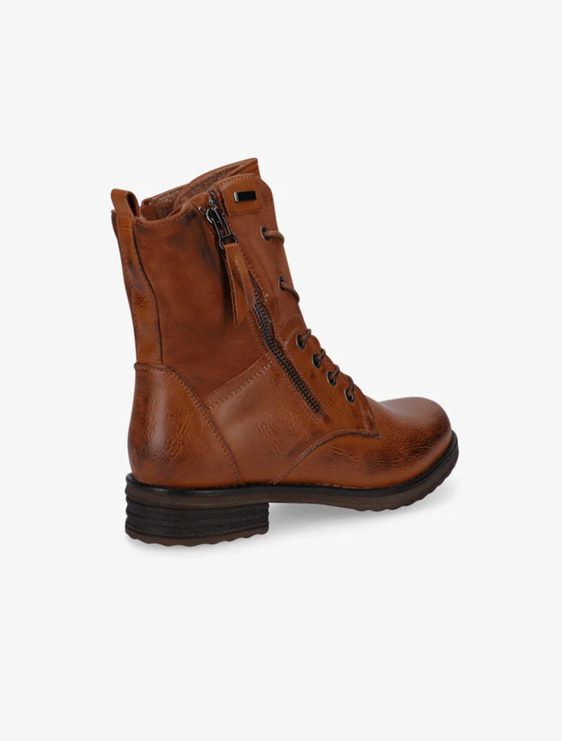 Bottines hautes effet craquelé - camel - Image 4