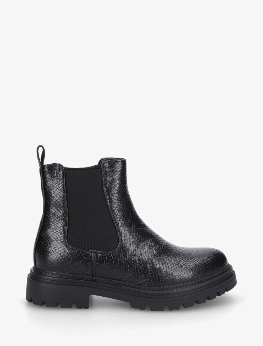 Bottines imprimées style chelsea en simili - Noir