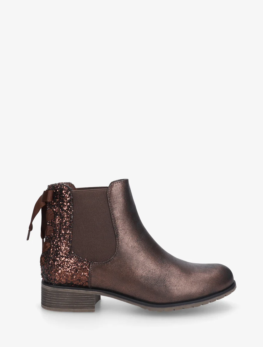 Bottines irisées à ruban style lacet - Marron