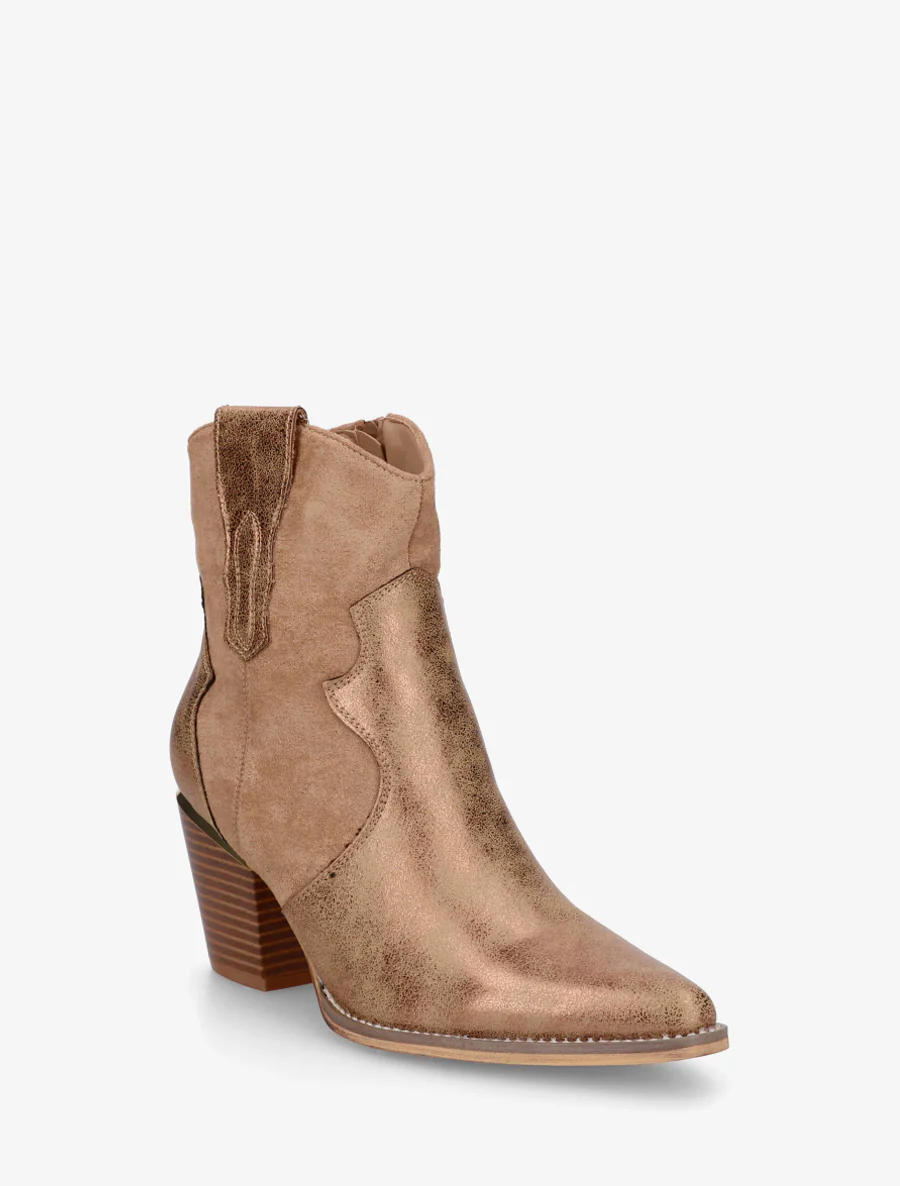 Bottines irisées style santiag - Camel - Image 2