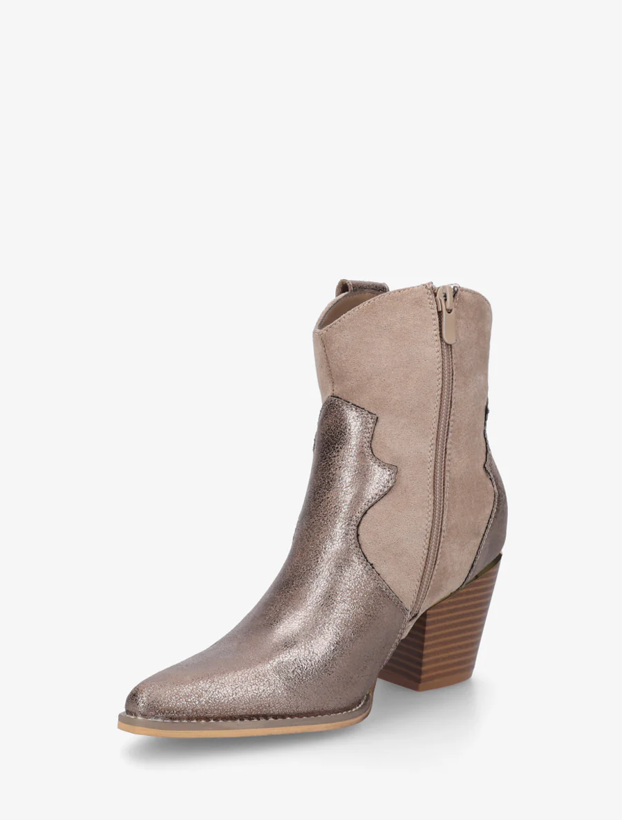 Bottines irisées style santiag - Taupe - Image 3
