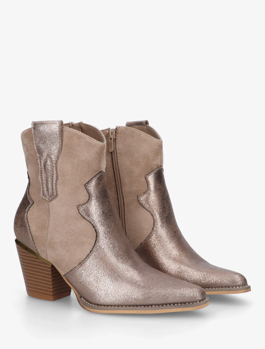 Bottines irisées style santiag - Taupe - Image 4