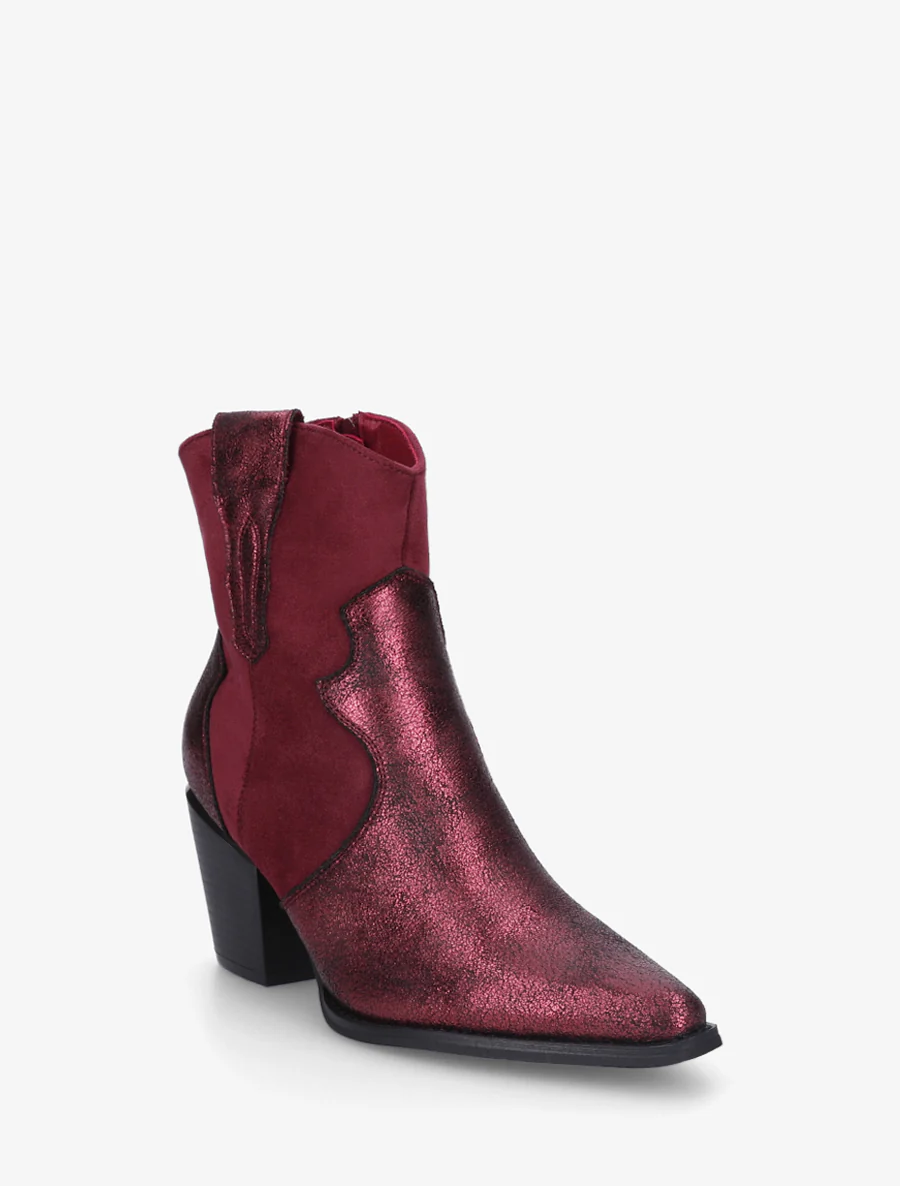 Bottines irisées style santiag - Lie de vin - Image 2