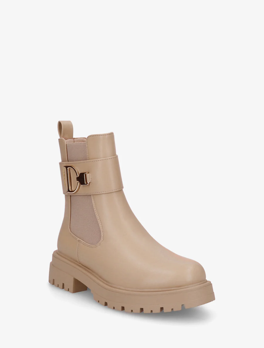 Bottines montantes à boucle décorative dorée - Taupe - Image 2