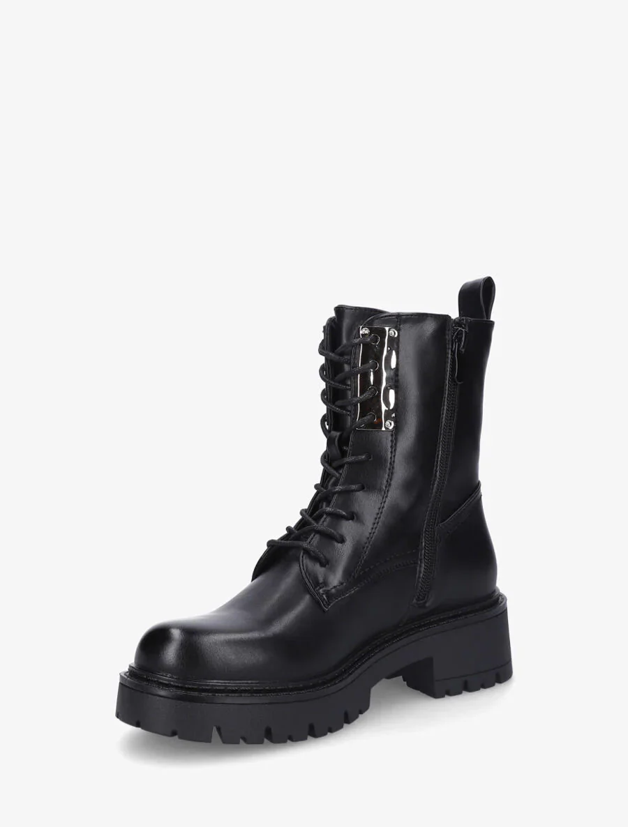 Bottines montantes à lacets et emiècement métal - Noir - Image 3