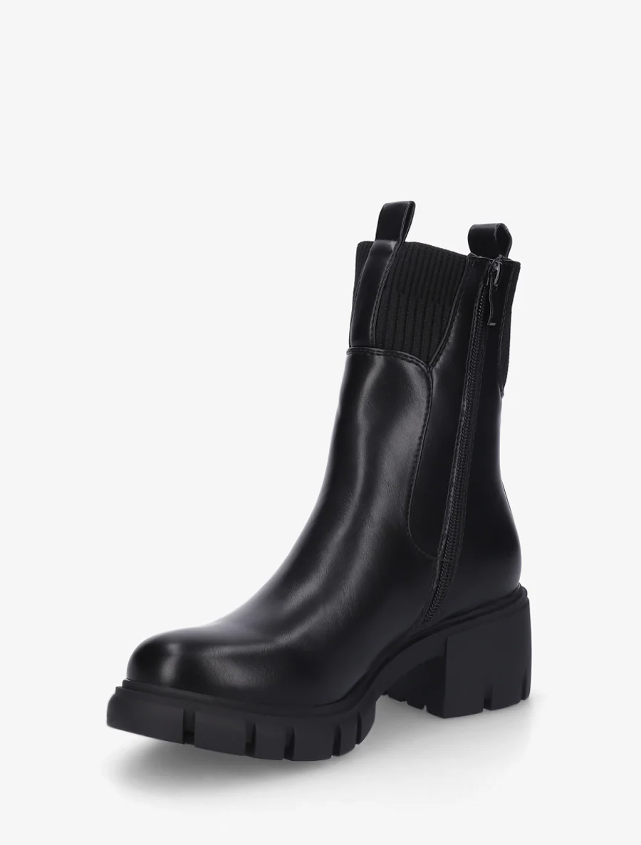 Bottines montantes bi-matière à semelle crantée - Noir - Image 3