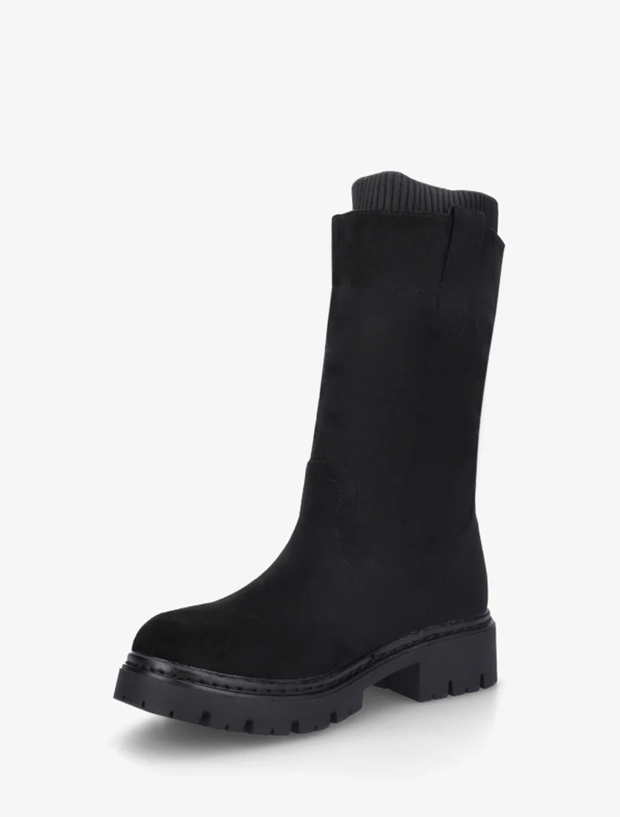 Bottines montantes bi-matière - Noir - Image 3