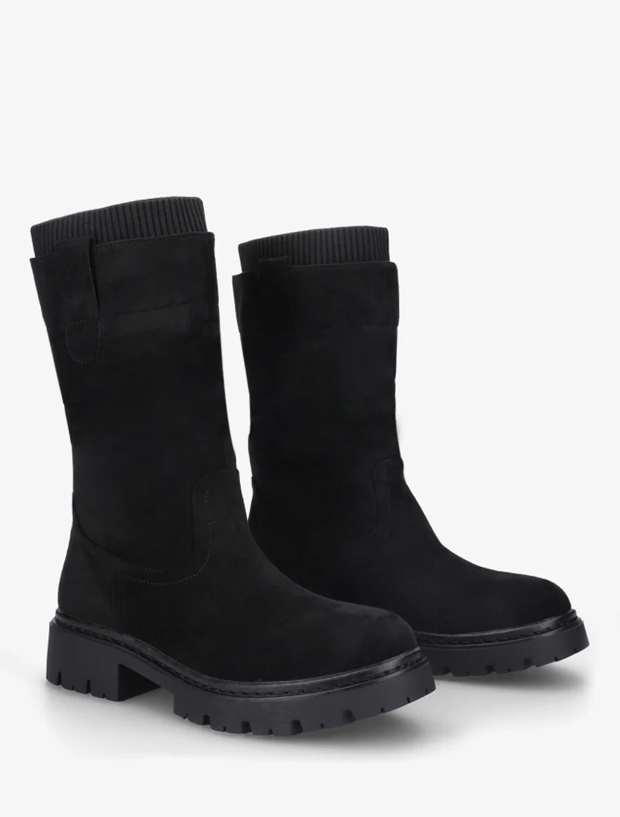 Bottines montantes bi-matière - Noir - Image 4
