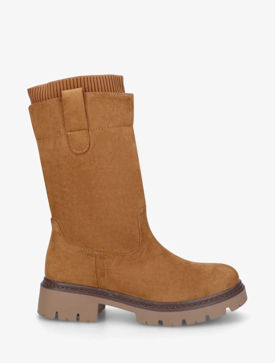 Bottines montantes bi-matière - Camel