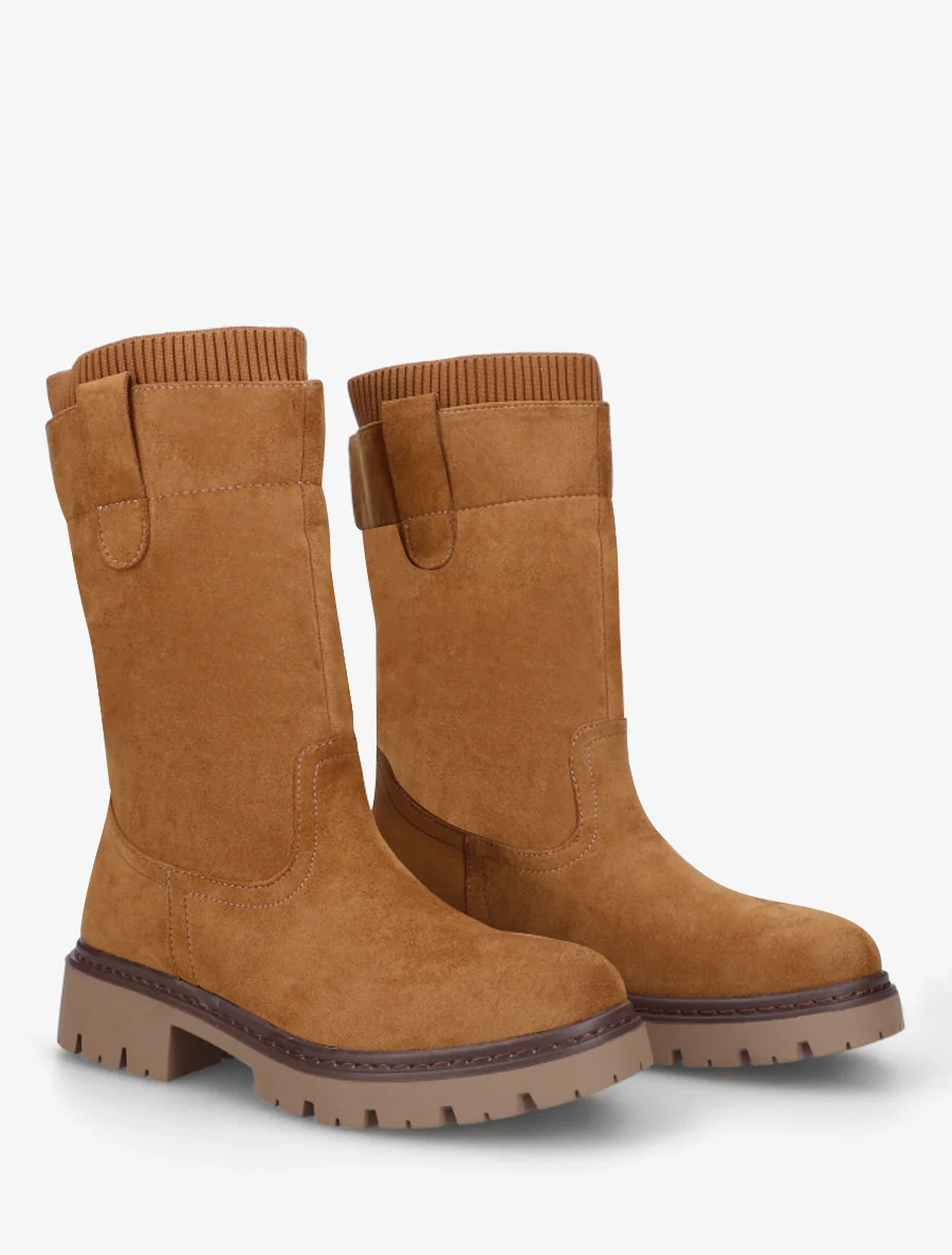 Bottines montantes bi-matière - Camel - Image 4