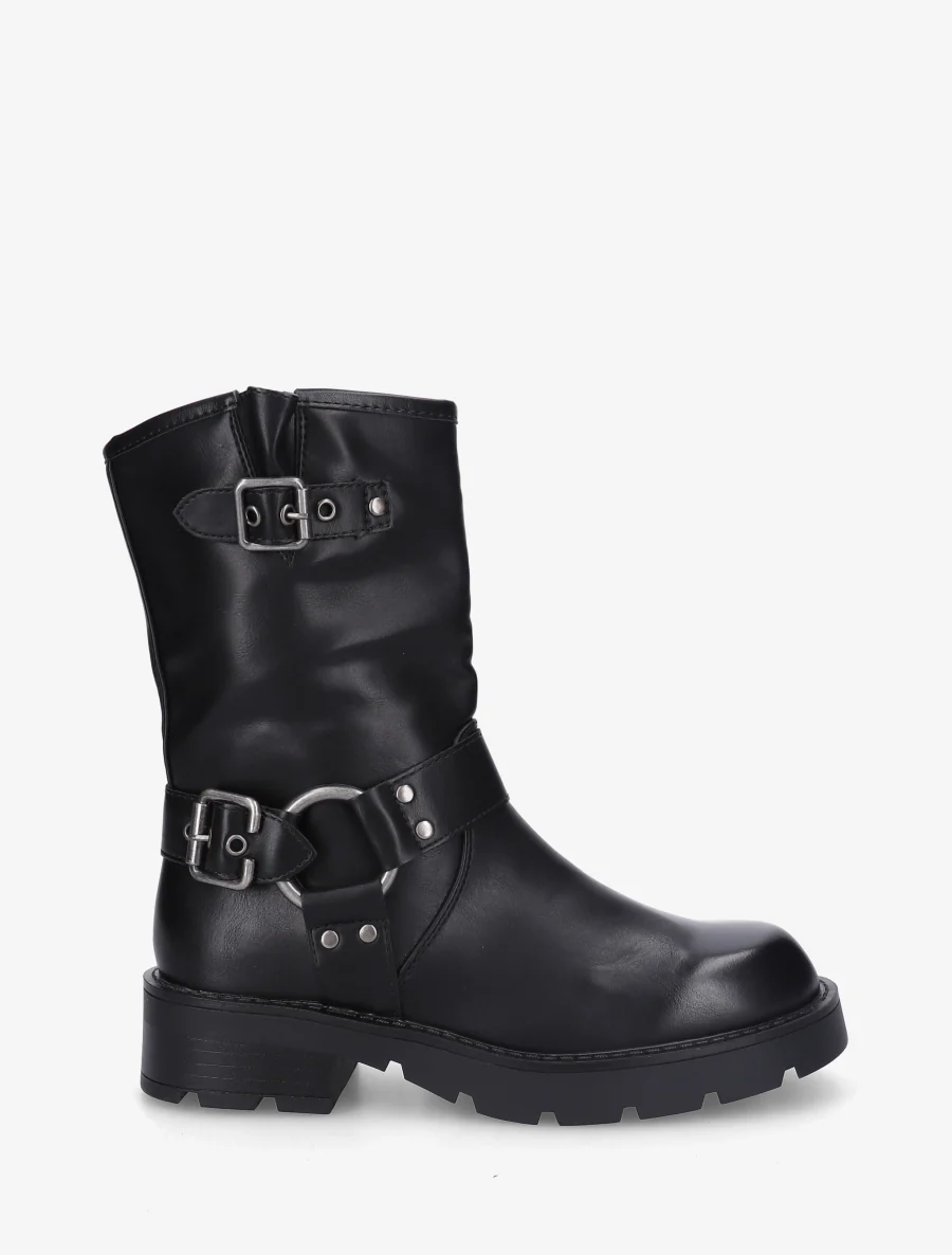 Bottines montantes en simili - Noir