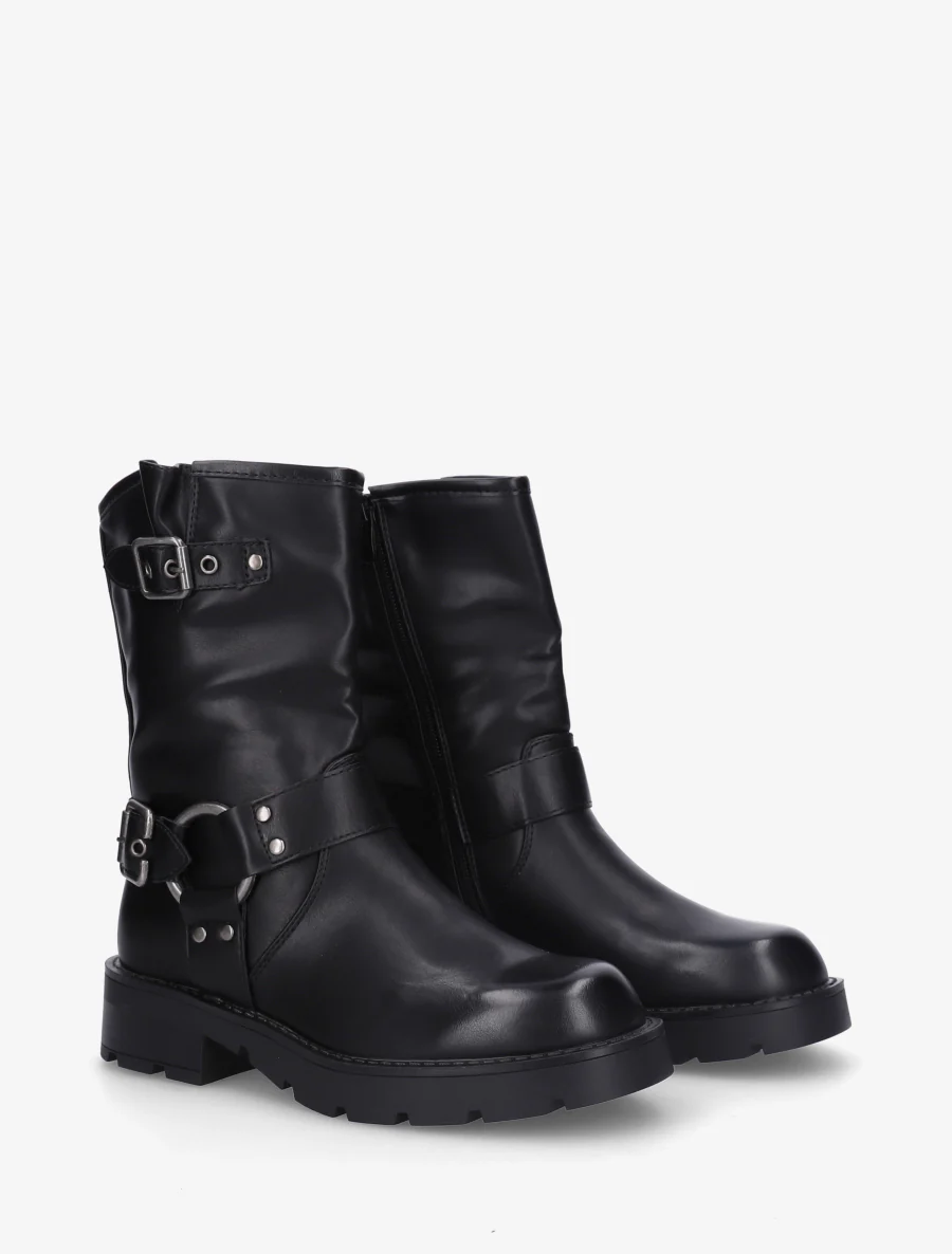 Bottines montantes en simili - Noir - Image 4