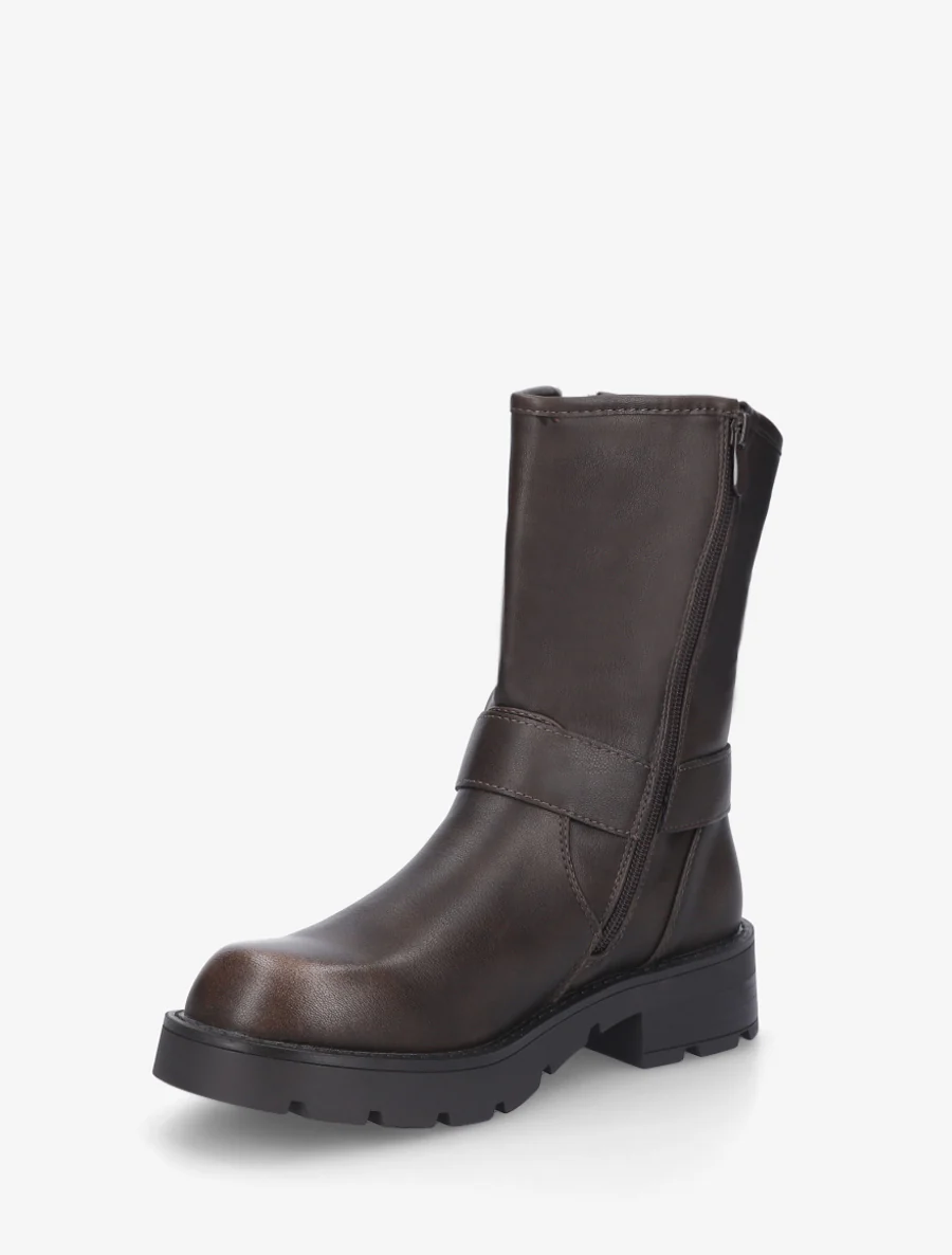 Bottines montantes en simili - Marron - Image 3