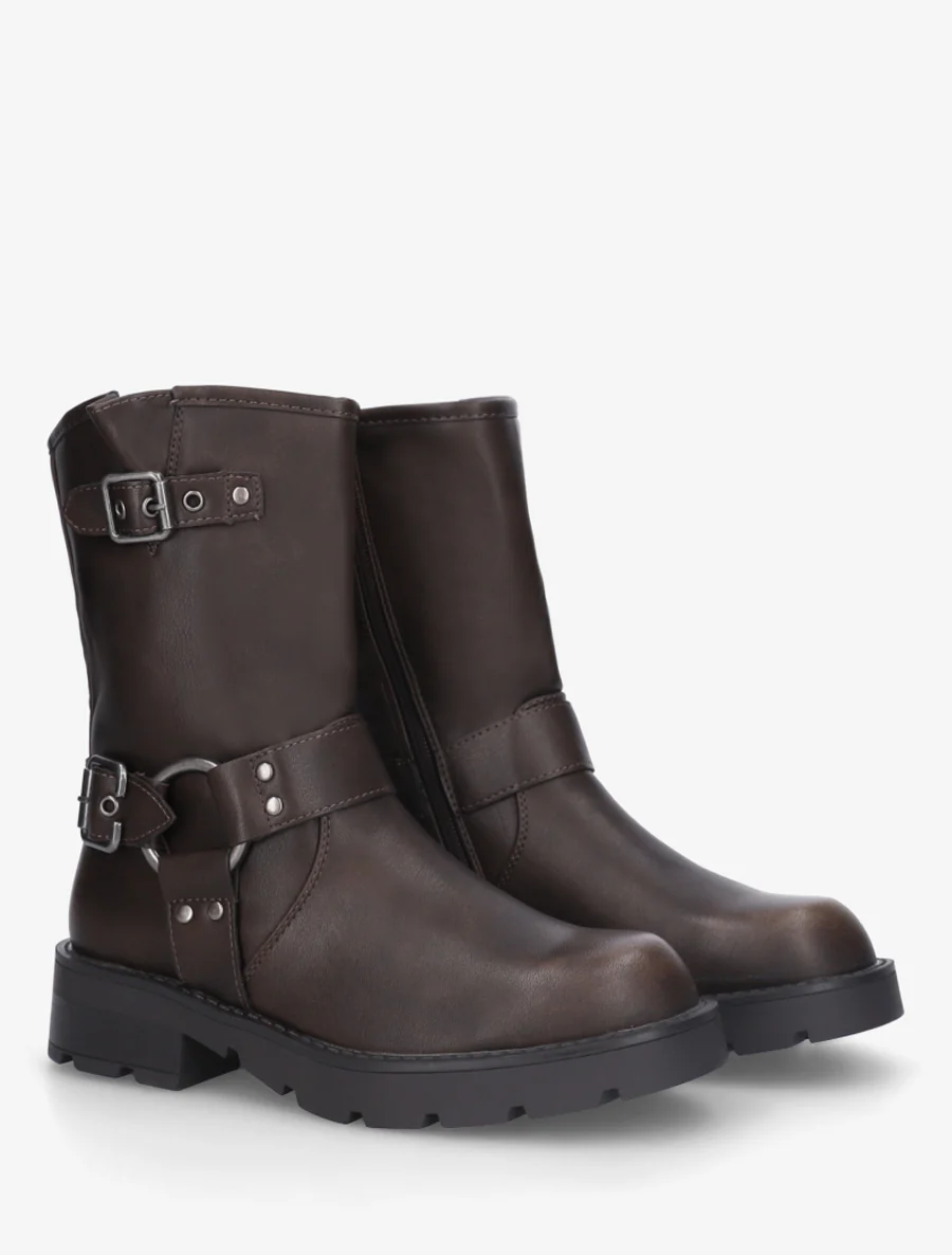 Bottines montantes en simili - Marron - Image 4