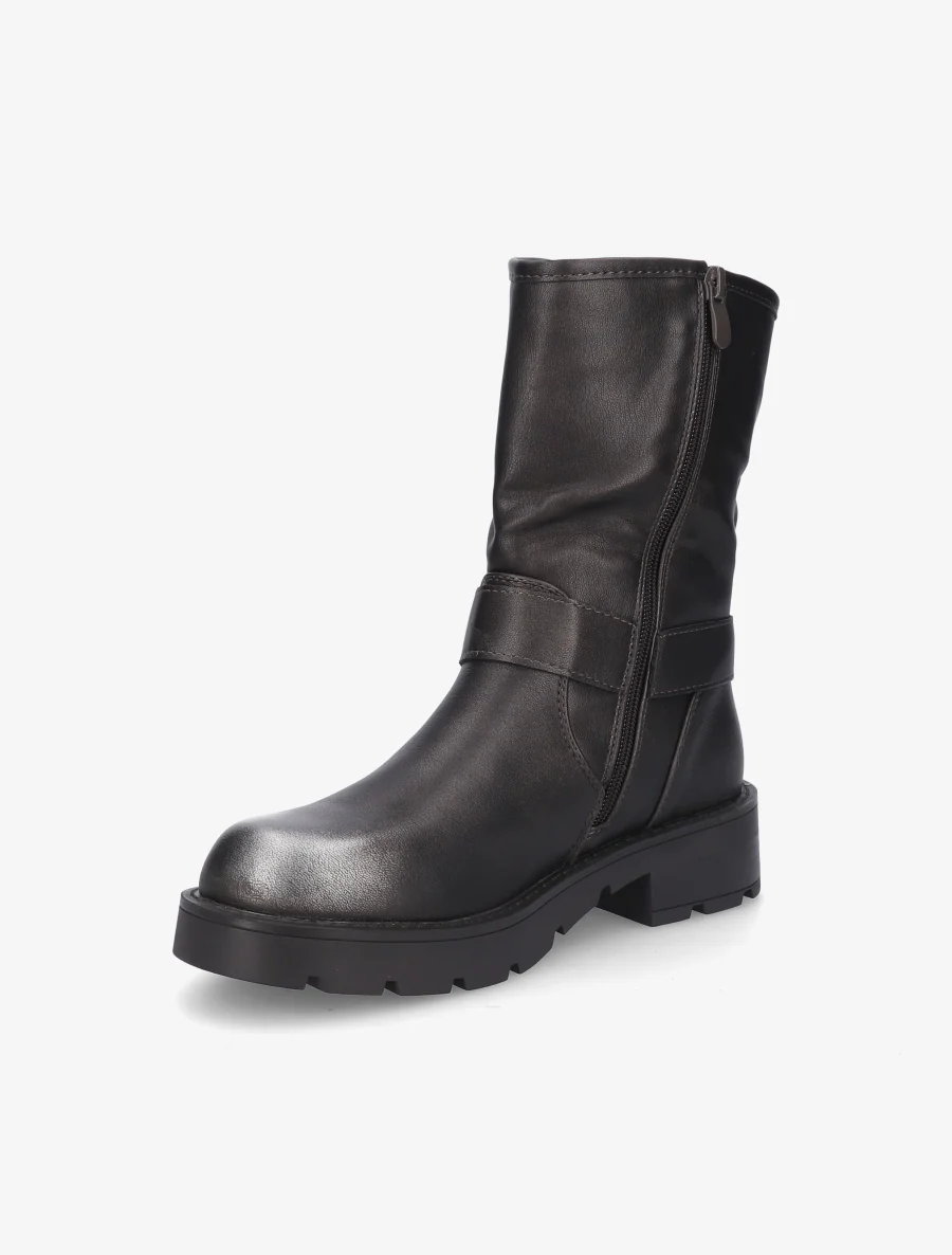Bottines montantes en simili - Gris anthracite - Image 3