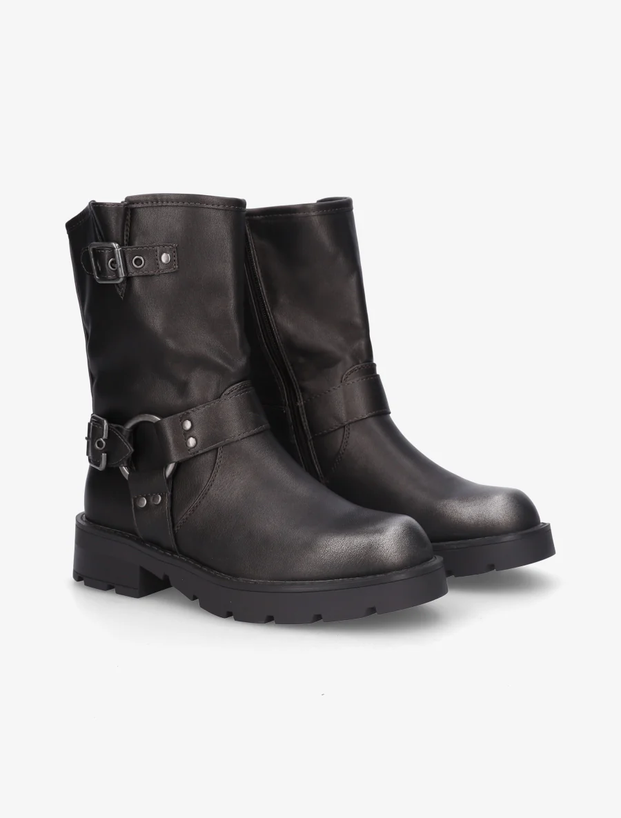 Bottines montantes en simili - Gris anthracite - Image 4