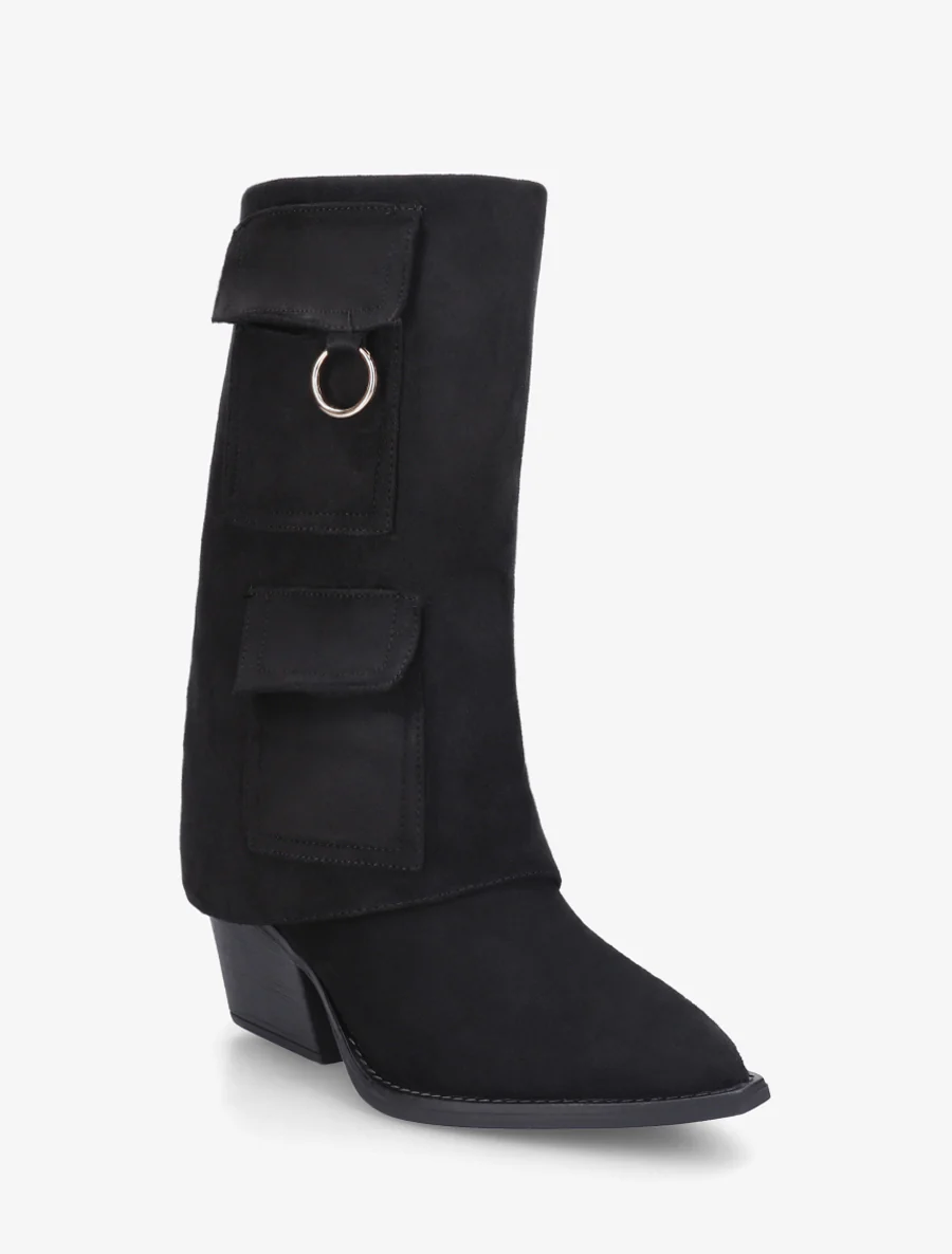 Bottines montantes en suédine à poches - Noir - Image 2