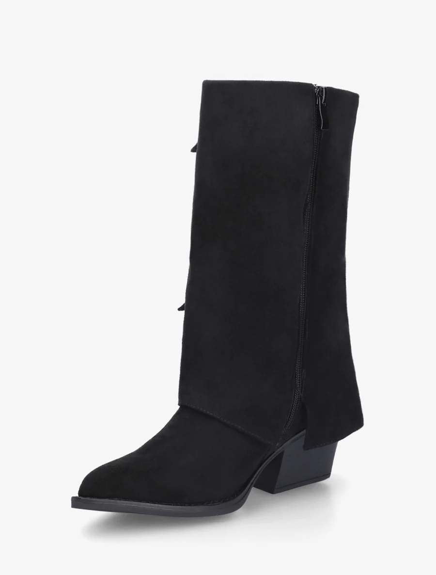 Bottines montantes en suédine à poches - Noir - Image 3