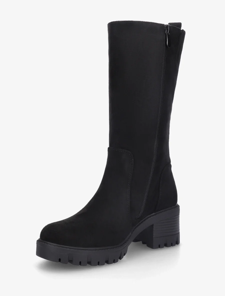 Bottines montantes en suédine à zip décoratif - Noir - Image 3