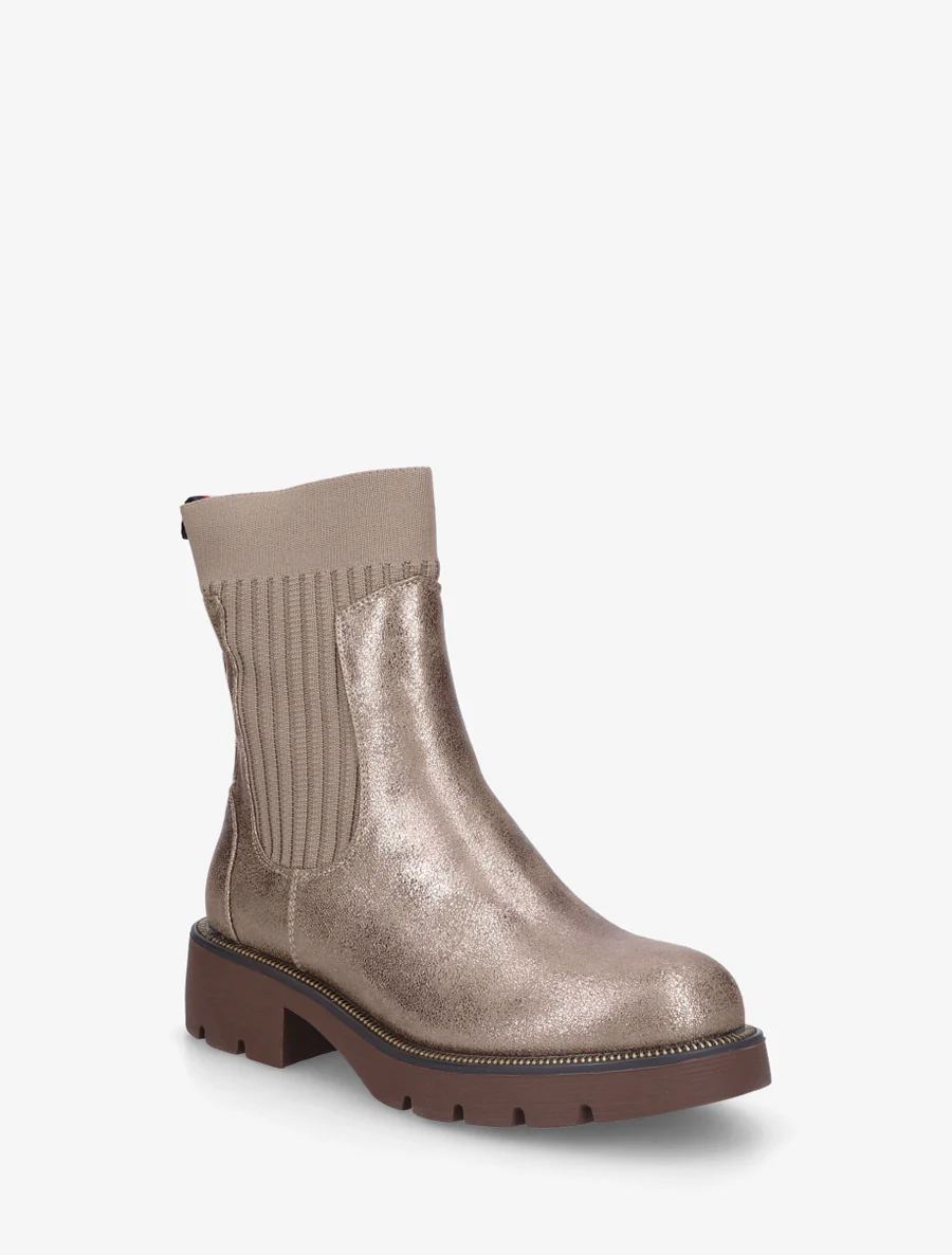 Bottines nacrées style chaussettes - Taupe - Image 2