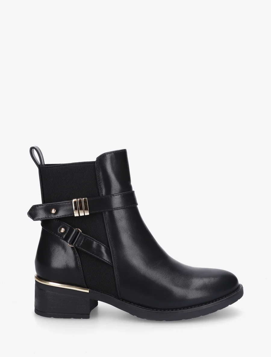 Bottines sanglées à cheville élastiquée - Noir