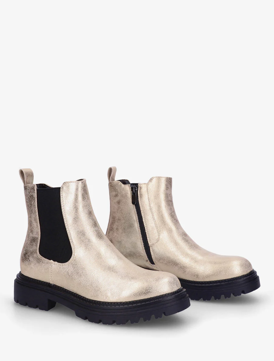 Bottines style chelsea en simili - Or - Image 4