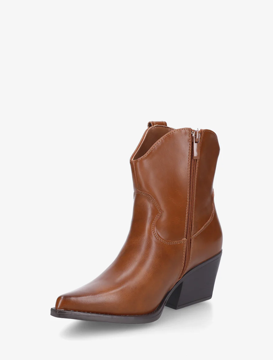 Bottines style santiag en simili - Camel - Image 3