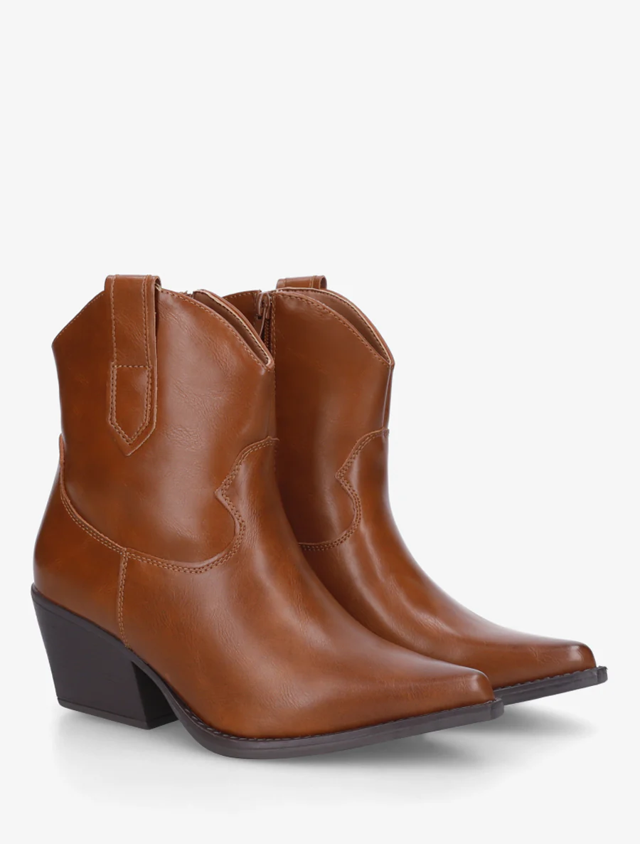 Bottines style santiag en simili - Camel - Image 4