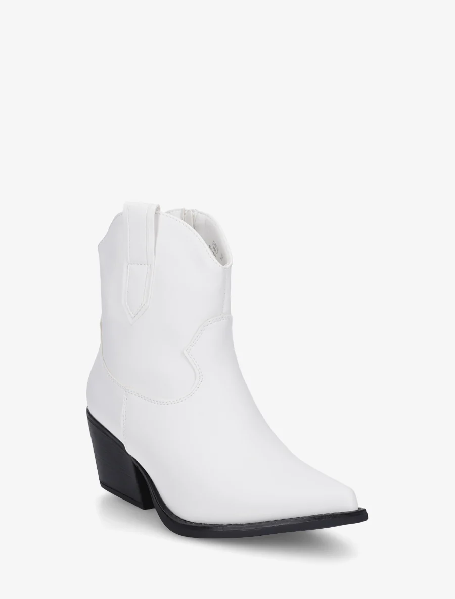 Bottines style santiag en simili - Blanc - Image 2