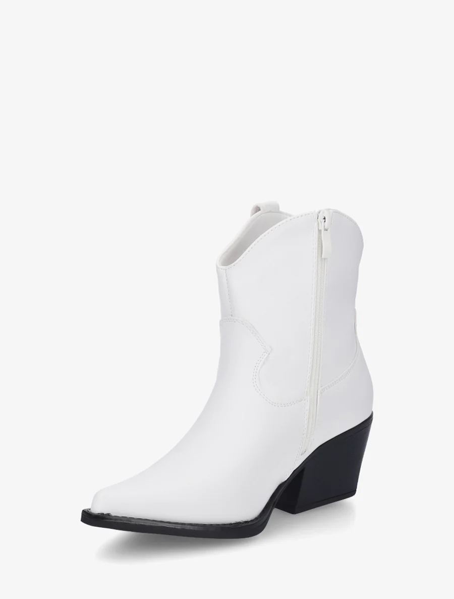 Bottines style santiag en simili - Blanc - Image 3